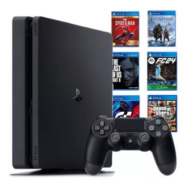 Imagem de Console Playstation 4 Slim 500gb Standard Sony Cor Preto 1 Controle + 1 Jogo + Quadro Decorativo PlayStation 4