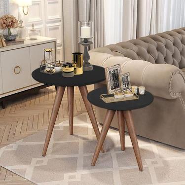 Imagem de Mesa Lateral Decorativa Redonda Pés Palito - Preta - GABILITE