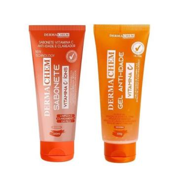 Imagem de Kit Tratamento Clareador Facial Vitamina C Sabonete e Gel Facial  Derm