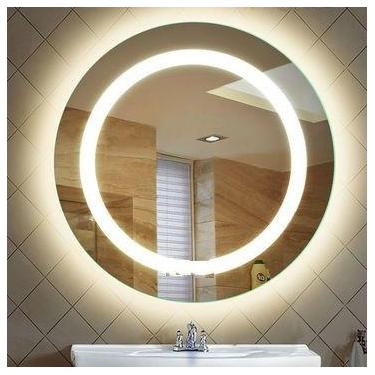 Imagem de Espelho redondo jateado iluminado com led quente frontal 70cm - Woodgl