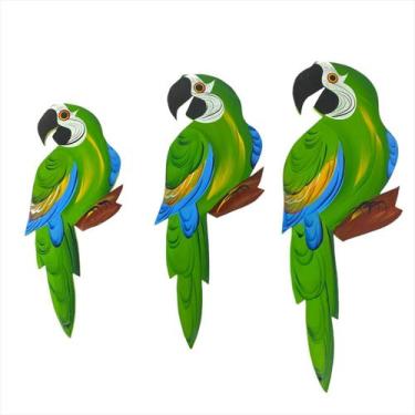Imagem de Trio De Arara G Decoração Kit Quadro Mdf Para Varanda Jardim Sacada Si