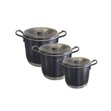 Imagem de Jogo Caldeirão Alumínio Hotel Craqueado/Preto N 18 20 22 - Shopmy