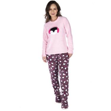 Imagem de Pijama Feminino Inverno Longo Soft Majestosa Fleece Adulto - Victory, 