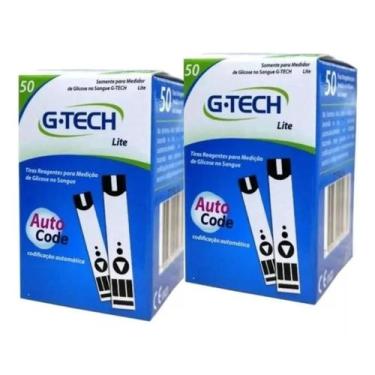 Imagem de Kit De Tiras De Medir Glicose Gtech Lite 100 Unid - G-tech