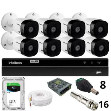 Imagem de Kit 8 Câmeras Intelbras  Bullet 1220b Full Hd Dvr Intelbras 1216-c Mhd