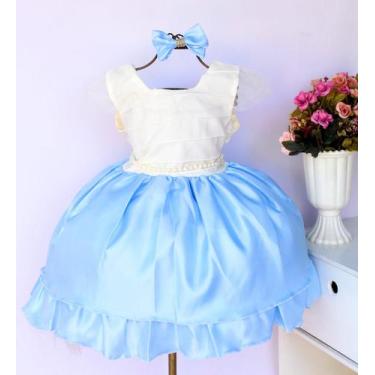 Imagem de Vestido Infantil Daminha Luxo Diversas Cores E Tiara - Pingo de Gente 