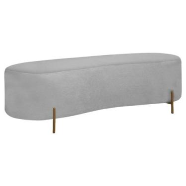 Imagem de Puff Calçadeira Orgânico Maitê 1,38m Cama Casal Bouclê Cinza SOFA STOR