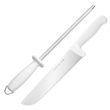 Imagem de Kit Faca 10 e Chaira Profissional Mundial Churrasco Carne Peixe e Açou