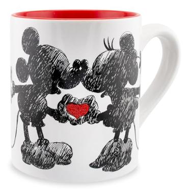Imagem de Silver Buffalo Disney Micky Minnie Caneca de café de cerâmica com glitter, 400 ml