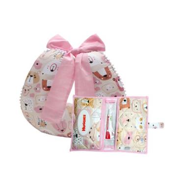 Imagem de Kit Almofada Amamentação com Porta Fralda Bebê Menina Menino - Maria's