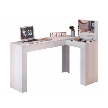 Imagem de Penteadeira Escrivaninha de Canto com Espelho Jade Branco Mobler