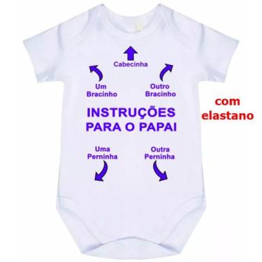 Imagem de body bebê manual de instruções para papai cód 1417 - nick aloha, Branc