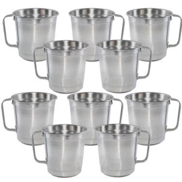 Imagem de Jogo 10 Caneca Copo De Chopp Em Aluminio 700 ml Com Alça - Mania de Al