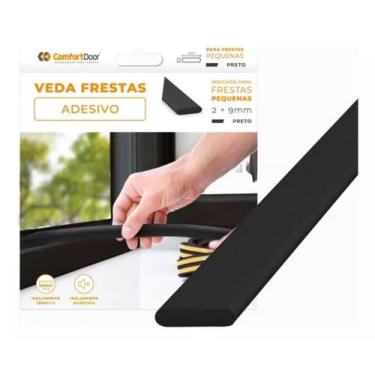 Imagem de Veda Fresta 2mm Borracha Vedação Porta Janelas Fita Adesiva Rolo 6 Met