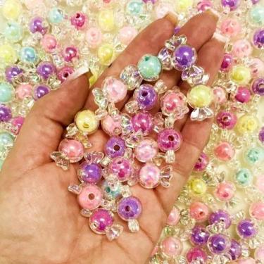 Imagem de Miçanga Bala Candy Color P/ Pulseira Infantil 50 Pçs Bombom - Cantinho