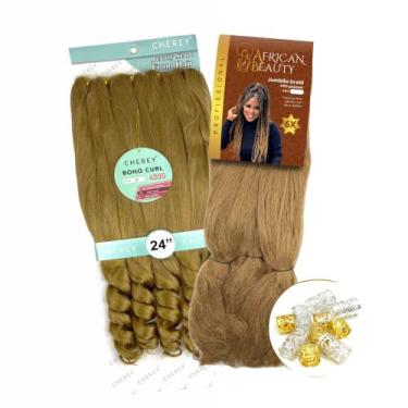 Imagem de Kit 1 Boho Curl Fibra Premium + 1 Jumbo P/ Gypsy Braids 400Gr - Rass H