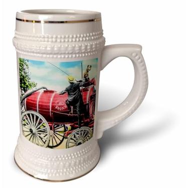 Imagem de 3dRose Pumper de água Early Fire Fighter Bronx New York He Got Right Up There - Caneca Stein, 530 ml, 623 ml, branca
