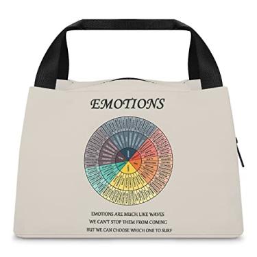 Imagem de Tabela de sentimentos Wheel Of Emotions, lancheira feminina, masculina, infantil, reutilizável, isolada, à prova de vazamento, lancheira térmica para terapia, escritório, trabalho, escola, piquenique,