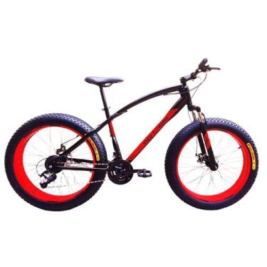 Imagem de Bicicleta Fat Bike Aro 26 Vizu X-Treme 21v Suspensão, Preto, Vermelho