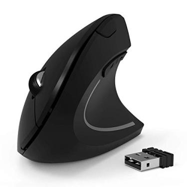 Imagem de shoplease Mouse vertical sem fio, mouse óptico ergonômico sem fio 2,4 G com 3 ajustáveis 800/1200/1600 DPI, mais adequado para mãos grandes