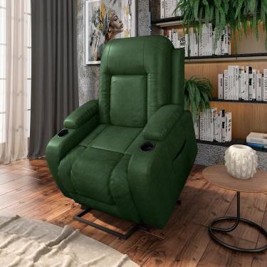 Imagem de Poltrona Do Papai Reclinável Sala De Cinema Crihs Elétrica Lift Elevação Pu Verde G23 - Gran Belo