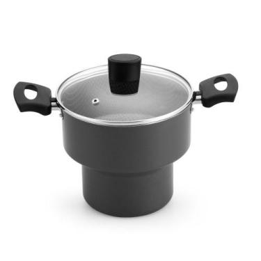 Imagem de Cuscuzeiro Enjoy 18 Antiaderente Cinza com Tampa de Vidro - Alegrete