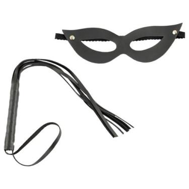 Imagem de Kit Máscara Tiazinha Com Chicote Fino Tiras Êxtase