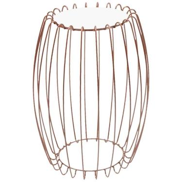 Imagem de Mesa Apoio Lateral 43 Cm Tampo Vidro Branco Base Metal Cobre Nacc Branco Cobre