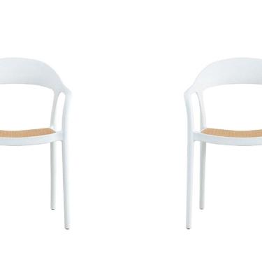 Imagem de Conjunto 2 Cadeiras para Jardim e Varanda Lia com Braço Branco/Caramelo