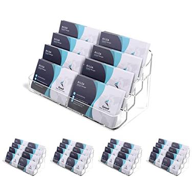 Imagem de Gowall Porta-cartões de visita, 8 bolsos de acrílico para cartão de visita para mesa, porta-cartões de visita, porta-cartões de plástico para exposição, casa e escritório, 4 peças