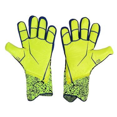 Imagem de Luvas de Goleiro, Luvas de Futebol Confortáveis, Absorção de Choque e Respirável, Proteção para Os Dedos, Fluorescente Elegante (Tamanho 8)