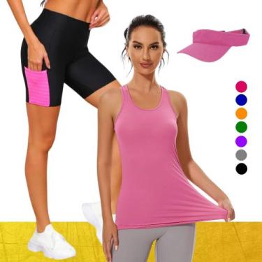 Imagem de Camiseta REGATA DRY Tecido Furadinho + SHORT Legging COM BOLSOS + VISE