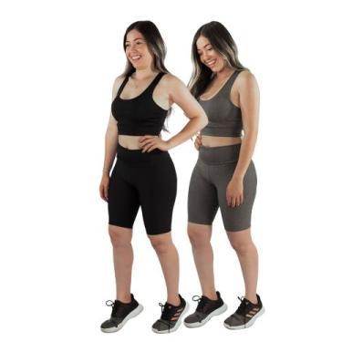 Imagem de kit 2 Conjuntos Short longo + top Academia Fitness - swg, M