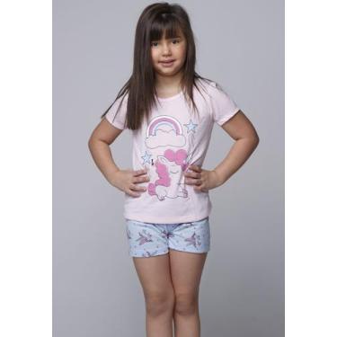 Imagem de Kit 5 Pijamas Vekyo Malha Infantil Feminino Estampa Unicórnio, G, Mulh