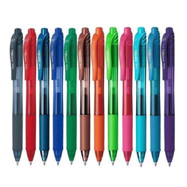 Imagem de Kit 12 Caneta Gel PENTEL EnerGel-X 0.7mm Retrátil  Escrita Suave  Tint