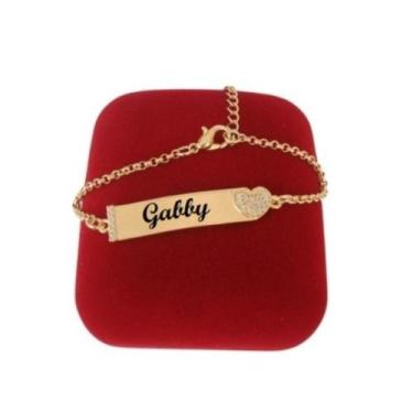 Imagem de Pulseira Infantil Menina Coração Com Pedras Folheado A Ouro 18k - Gabb