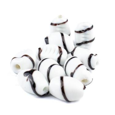 Imagem de Kit c/ 10 Firmas de Buzios 22 mm Branco e Preto Murano Guias - Lua Mís