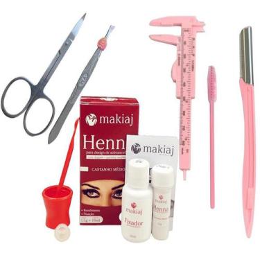 Imagem de kit renna de sobrancelha profissional completo henna makiaj escovinha 