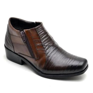 Imagem de Bota Masculina Couro Cano Curto Bico Quadrado Zíper Casual - Reta Opos