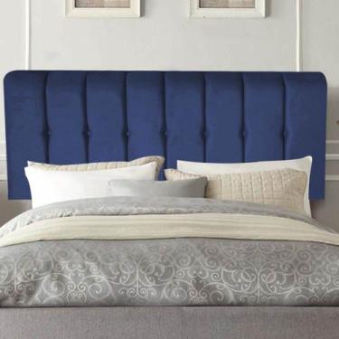 Imagem de Painel Estofada Kiara 90cm Solteiro Box Quarto Suede Azul Marinho - Ga