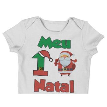 Imagem de Body Bebê Infantil Meu Primeiro Natal Roupinha Branca - Del France, PP