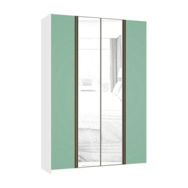 Imagem de Guarda Roupa 4 Portas 159,2 Cm Branco Com Verde Jade - LUCIANE