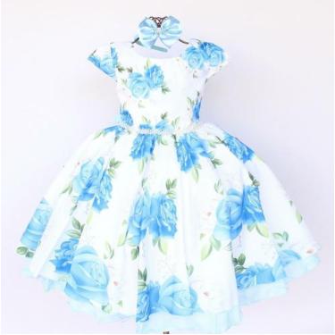 Imagem de Vestido Infantil Floral Festa Luxo E Tiara - Pingo De Gente Baby Kids 