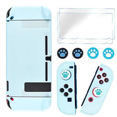 Imagem de DLseego Switch capa protetora completa compatível com controles Nintendo Switch Joy-con com película de vidro protetora de tela, antirriscos [toque de pele de bebê] capa de aderência - azul