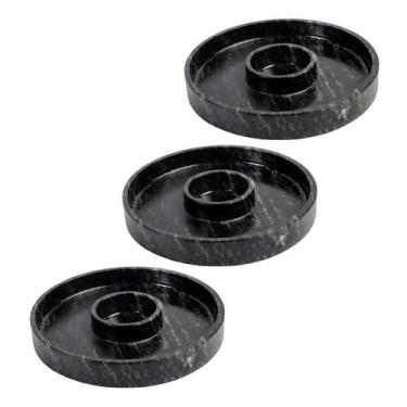Imagem de Kit 3 Prato Molheira Servir Porção Carnes Pedra Sabão G 28cm - Industr