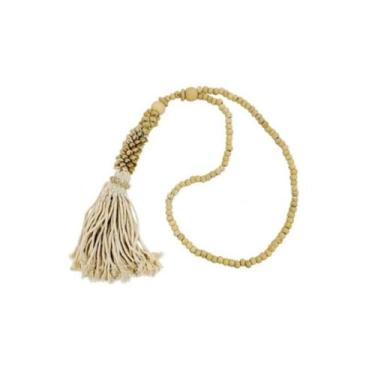 Imagem de Colar de Mesa 72cm Decorativo Bege Fibra Luxo - LUXdécor