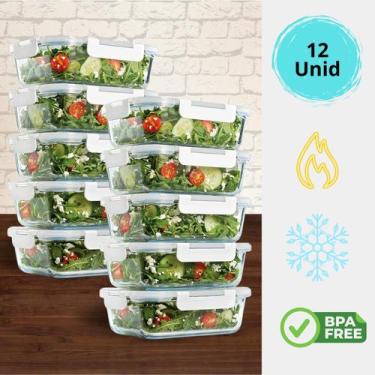 Imagem de Marmita de Vidro 640ML Hermética 12 Unidades Resistente ao Calor - Bel