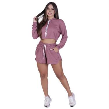 Imagem de Conjunto esportivo feminino short e croped manga longa - ORBIS FITNESS