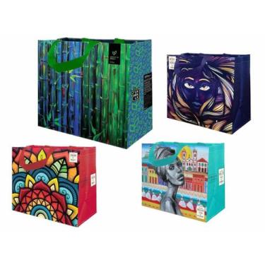 Imagem de Sacolas Ecobag de Ráfia 1 Grande e 3 Médias Sortido B4U