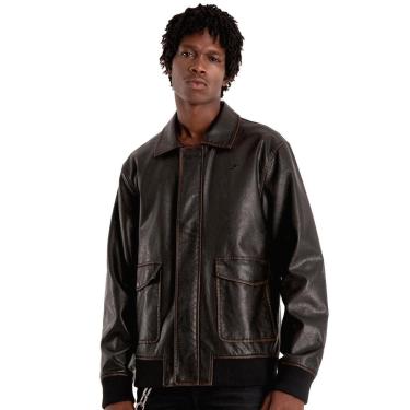Imagem de Jaqueta Ellus Masculina PU Leather Washed New Aviator Marrom Café-Masculino